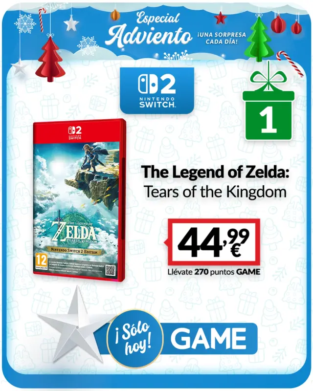 Especial Adviento en GAME - Día 1 - Zelda TOTK NSW2 Edition por 44,99 euros