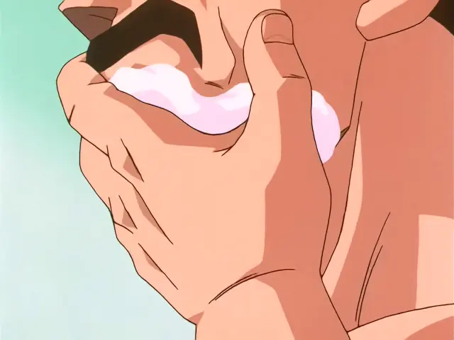 Vegeta se afeita el bigote en el episodio 25 de Dragon Ball GT