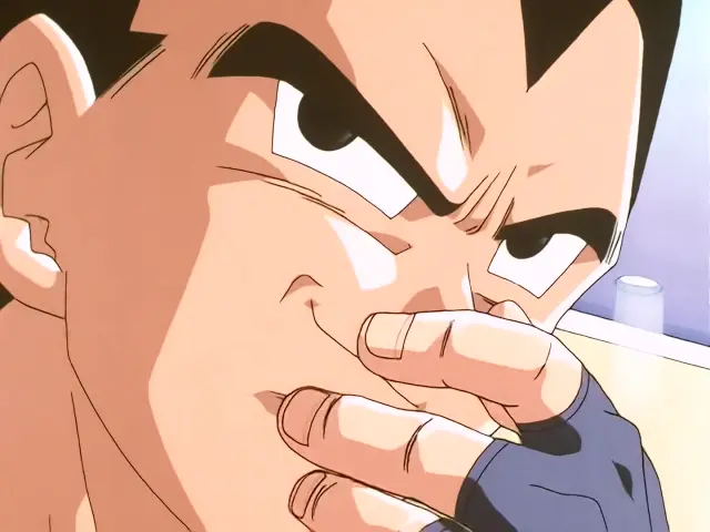 Vegeta se afeita el bigote en el episodio 25 de Dragon Ball GT
