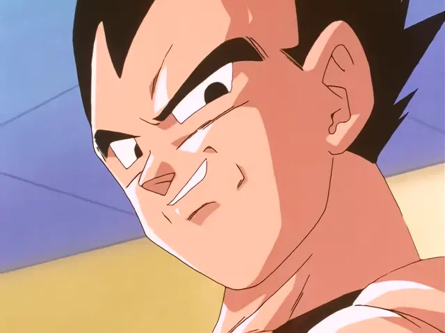 Vegeta se afeita el bigote en el episodio 25 de Dragon Ball GT
