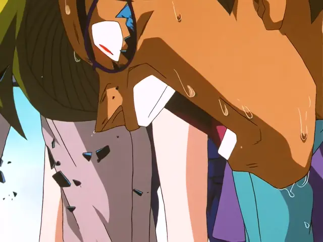 Baby aterroriza a la población destrozando el cuerpo de un ciudadano en el episodio 25 de Dragon Ball GT.