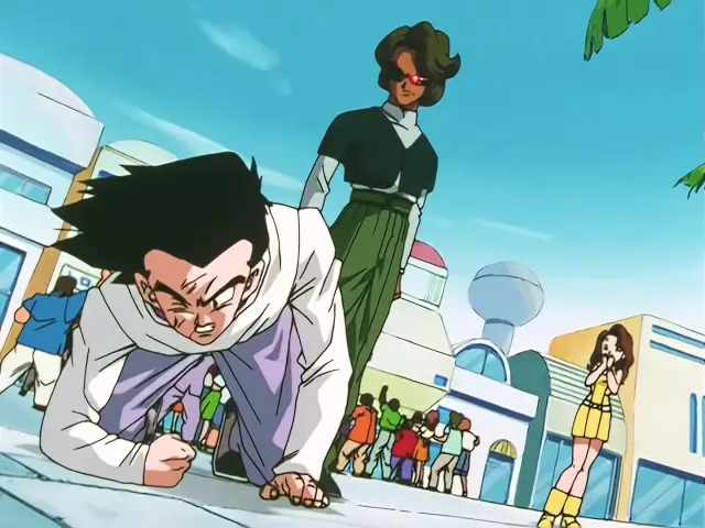 Baby aterroriza a la población destrozando el cuerpo de un ciudadano en el episodio 25 de Dragon Ball GT.