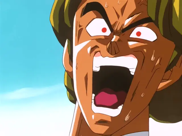 Baby aterroriza a la población destrozando el cuerpo de un ciudadano en el episodio 25 de Dragon Ball GT.
