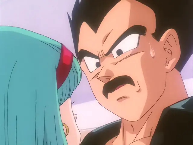 Bra le confiesa a Vegeta que le queda mal su bigote