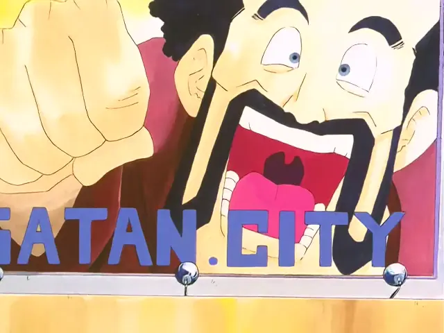 Baby posee a Goten tras un intenso combate en Satan City en el episodio 26 de Dragon Ball GT