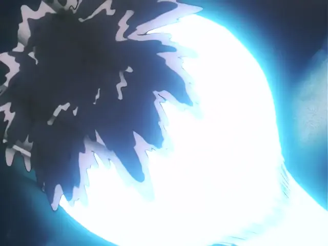 Baby posee a Goten tras un intenso combate en Satan City en el episodio 26 de Dragon Ball GT