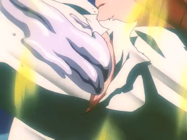 Baby posee a Goten tras un intenso combate en Satan City en el episodio 26 de Dragon Ball GT