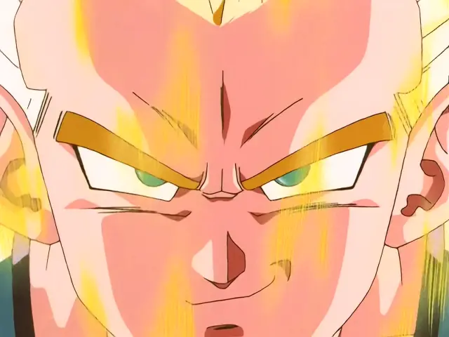 Baby posee a Goten tras un intenso combate en Satan City en el episodio 26 de Dragon Ball GT
