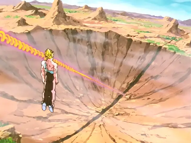 Gohan, poseído por Baby, destroza a Piccolo con un Kame Hame Ha en Dragon Ball GT