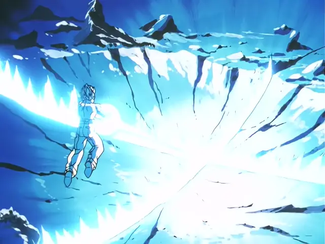 Gohan, poseído por Baby, destroza a Piccolo con un Kame Hame Ha en Dragon Ball GT