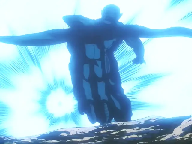 Gohan, poseído por Baby, destroza a Piccolo con un Kame Hame Ha en Dragon Ball GT