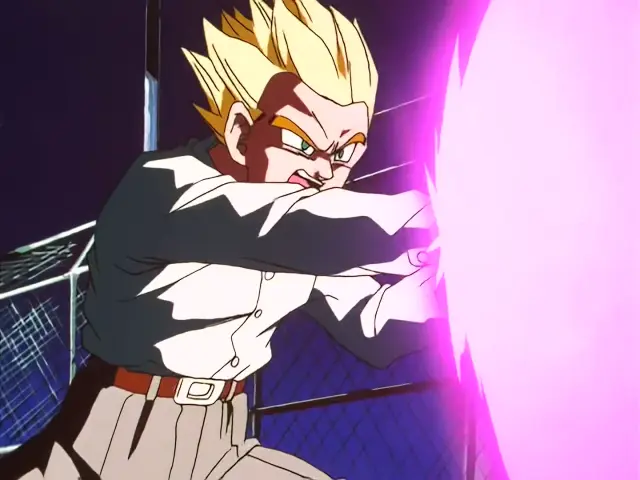 Vegeta y Bra son atacados por Gohan Baby en el episodio 27 de Dragon Ball GT