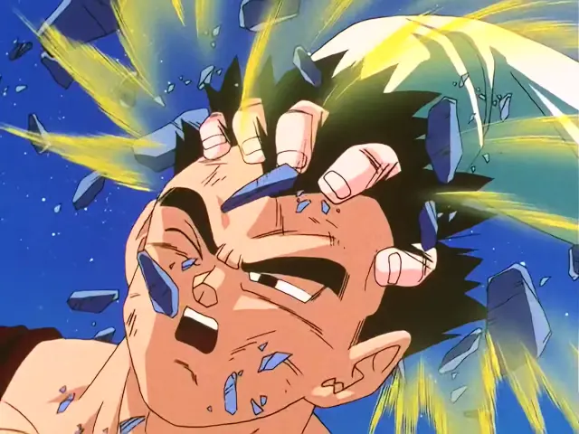 Gohan Baby posee a Vegeta con la ayuda de Goten en el episodio 27 de Dragon Ball GT