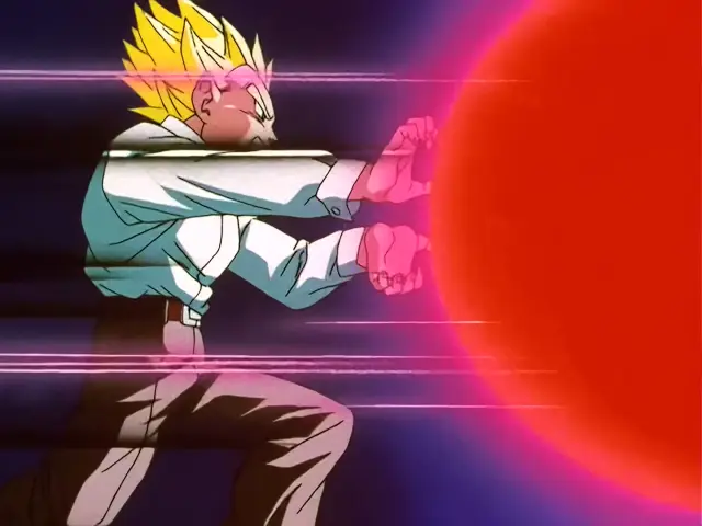 Gohan Baby posee a Vegeta con la ayuda de Goten en el episodio 27 de Dragon Ball GT