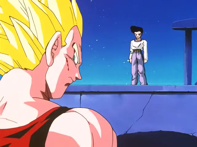 Gohan Baby posee a Vegeta con la ayuda de Goten en el episodio 27 de Dragon Ball GT