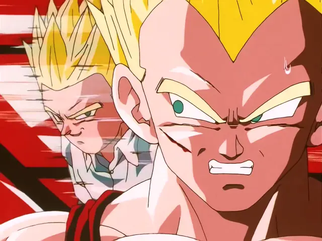 Gohan Baby posee a Vegeta con la ayuda de Goten en el episodio 27 de Dragon Ball GT