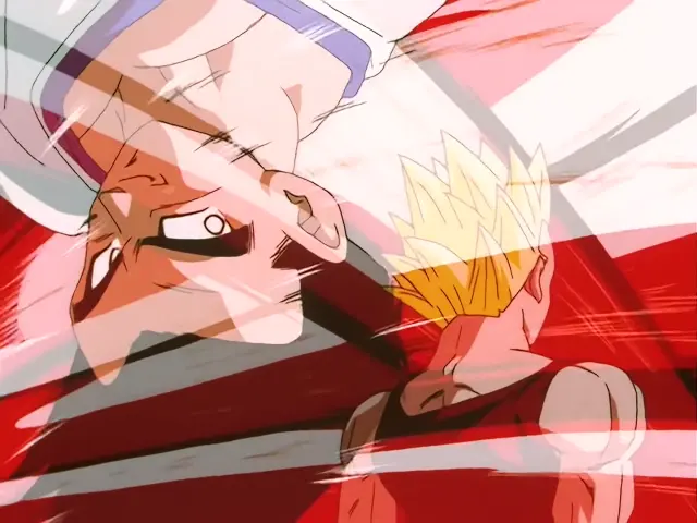 Gohan Baby posee a Vegeta con la ayuda de Goten en el episodio 27 de Dragon Ball GT