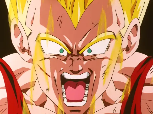 Gohan Baby posee a Vegeta con la ayuda de Goten en el episodio 27 de Dragon Ball GT