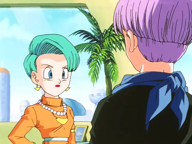 Vegeta Baby aterroriza a Trunks en la Capsule Corporation durante el episodio 28 de Dragon Ball GT