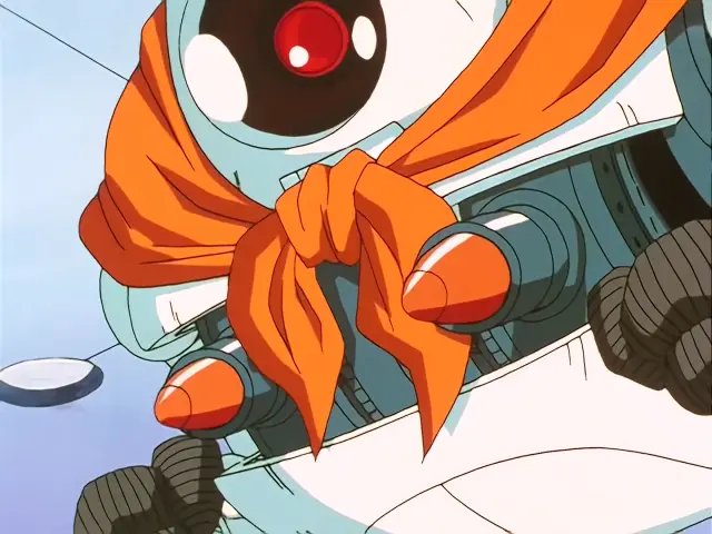 Vegeta Baby aterroriza a Trunks en la Capsule Corporation durante el episodio 28 de Dragon Ball GT