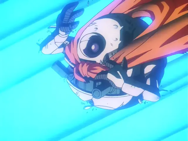 Vegeta Baby aterroriza a Trunks en la Capsule Corporation durante el episodio 28 de Dragon Ball GT