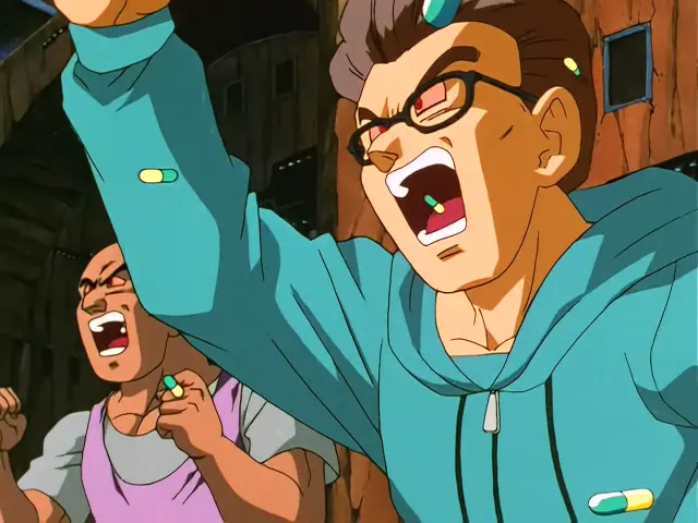 Pan lanza laxantes a los tsufurs para que expulsen los huevos de Baby en el episodio 31 de Dragon Ball GT