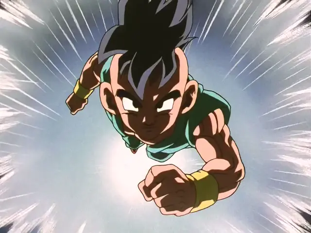 Uub se enfrenta a Baby por primera vez en el episodio 32 de Dragon Ball GT