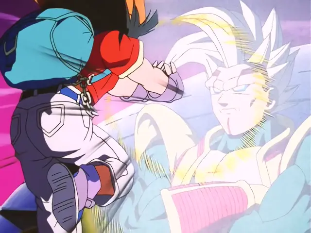 Baby derrota a Uub en el episodio 32 de Dragon Ball GT