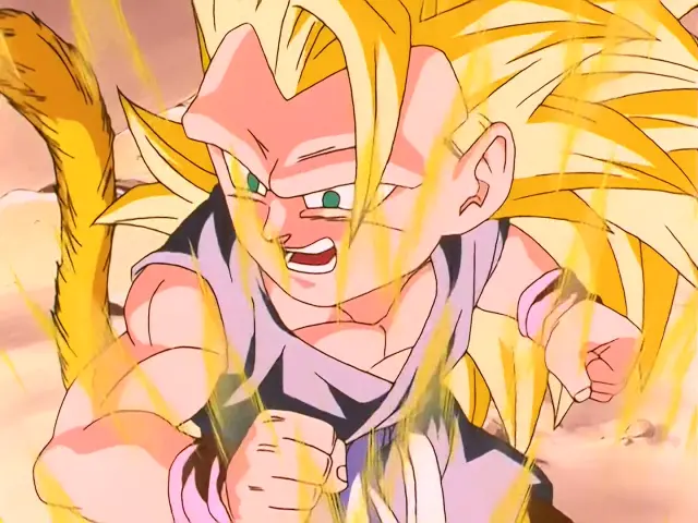 Goku se transforma en Ohzaru Dorado en el episodio 33 de Dragon Ball GT