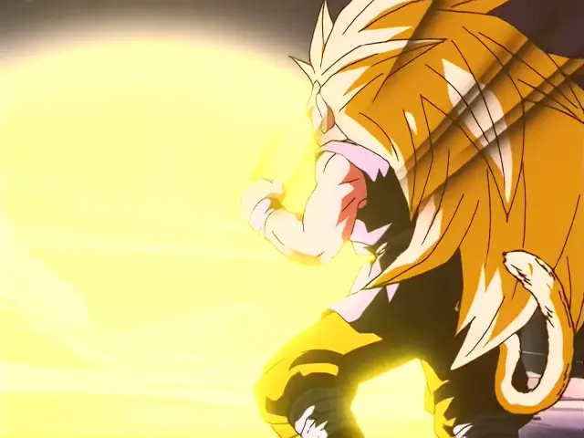 Goku se transforma en Ohzaru Dorado en el episodio 33 de Dragon Ball GT
