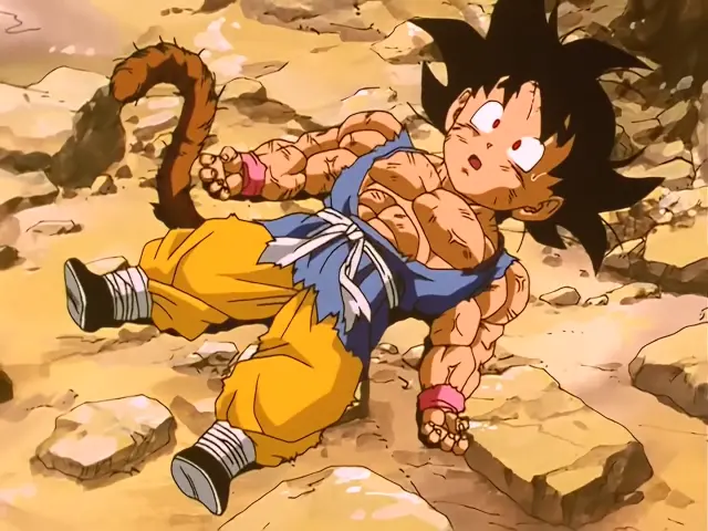 Goku se transforma en Ohzaru Dorado en el episodio 33 de Dragon Ball GT