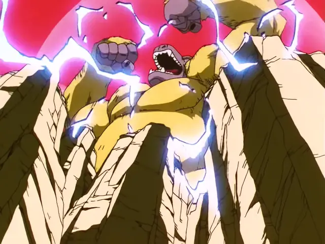 Goku se transforma en Ohzaru Dorado en el episodio 33 de Dragon Ball GT