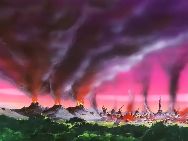 Goku, convertido en Ohzaru dorado, causa estragos en el planeta Tsufur