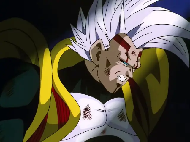 Goku, convertido en Ohzaru dorado, causa estragos en el planeta Tsufur