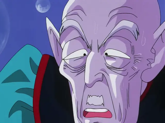 Goku, convertido en Ohzaru dorado, causa estragos en el planeta Tsufur
