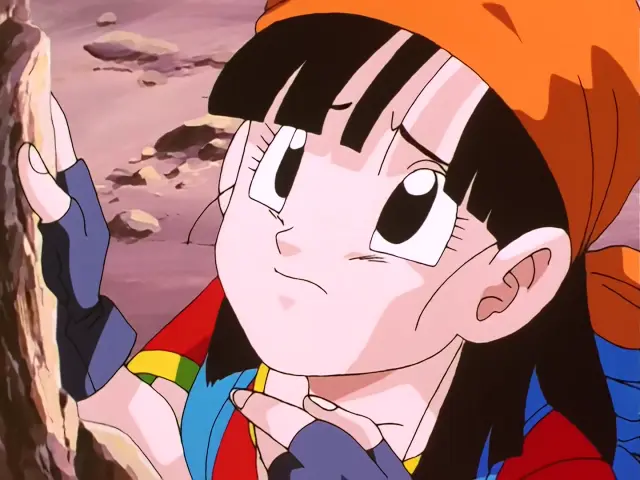 Pan intenta hacer razonar a Goku convertido en Ohzaru dorado