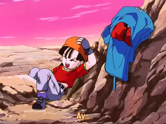 Pan intenta hacer razonar a Goku convertido en Ohzaru dorado