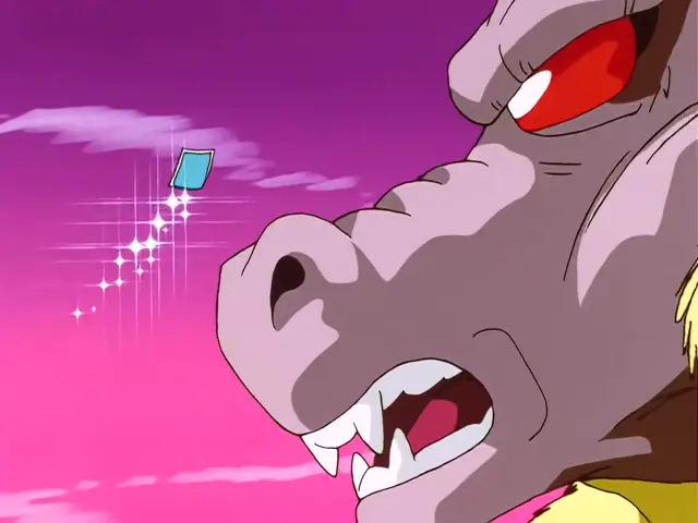 Pan intenta hacer razonar a Goku convertido en Ohzaru dorado