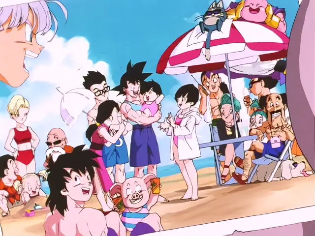 Pan intenta hacer razonar a Goku convertido en Ohzaru dorado