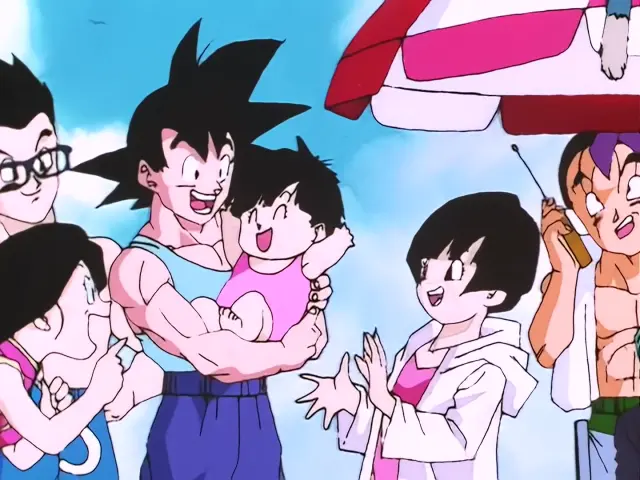 Pan intenta hacer razonar a Goku convertido en Ohzaru dorado