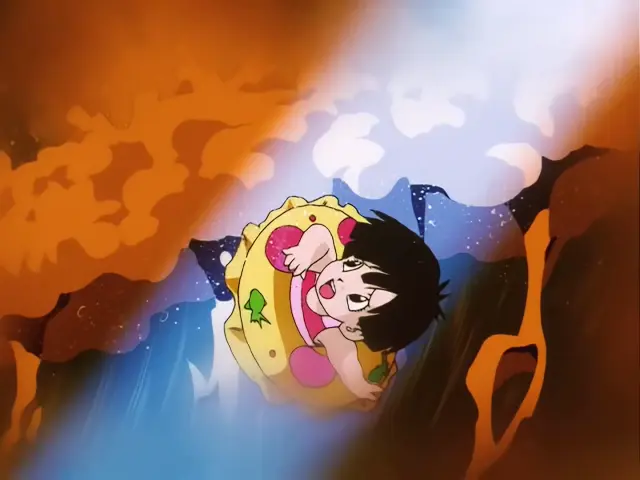 Pan intenta hacer razonar a Goku convertido en Ohzaru dorado