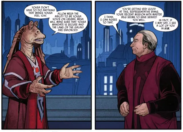 Jar Jar Binks y Palpatine