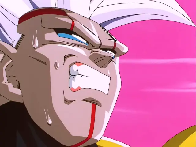 La transformación de Vegeta Baby en Ohzaru dorado en el episodio 35 de Dragon Ball GT