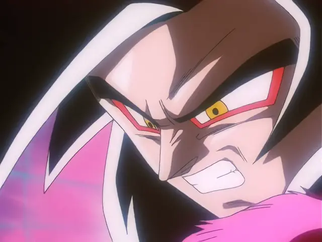 La transformación de Vegeta Baby en Ohzaru dorado en el episodio 35 de Dragon Ball GT