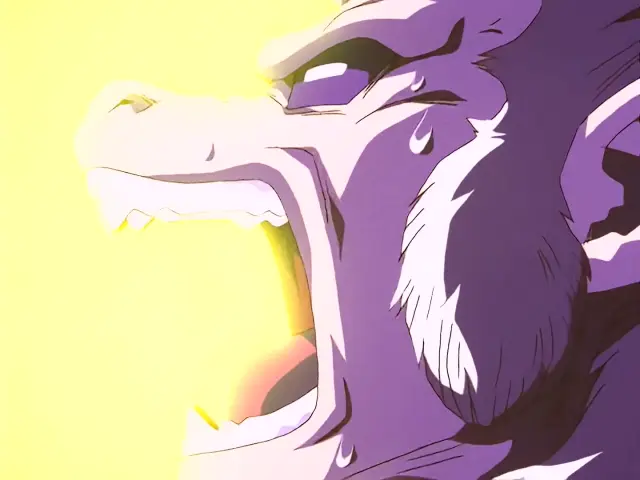 La transformación de Vegeta Baby en Ohzaru dorado en el episodio 35 de Dragon Ball GT