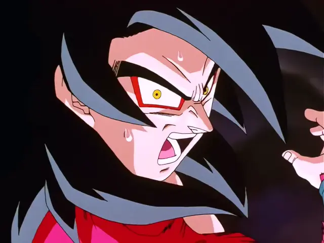La transformación de Vegeta Baby en Ohzaru dorado en el episodio 35 de Dragon Ball GT