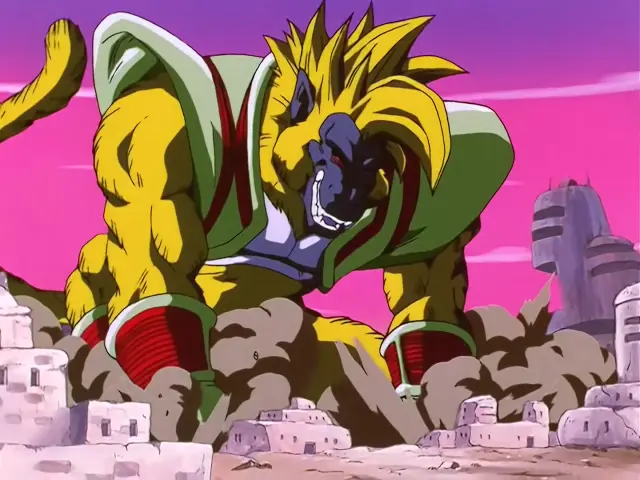 La transformación de Vegeta Baby en Ohzaru dorado en el episodio 35 de Dragon Ball GT