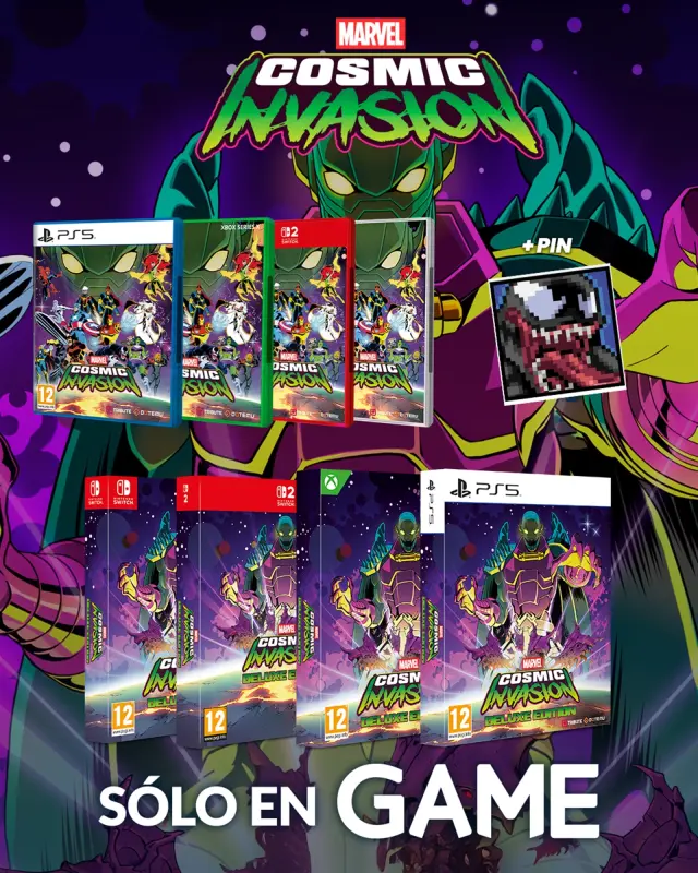 Reserva Marvel Cosmic Invasion en GAME y consigue un pin exclusivo de Venom como regalo