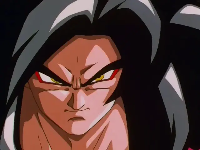 La primera ronda de combate de Goku Super Saiyan 4 contra Ohzaru Baby en Dragon Ball GT