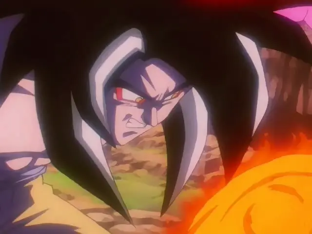La primera ronda de combate de Goku Super Saiyan 4 contra Ohzaru Baby en Dragon Ball GT